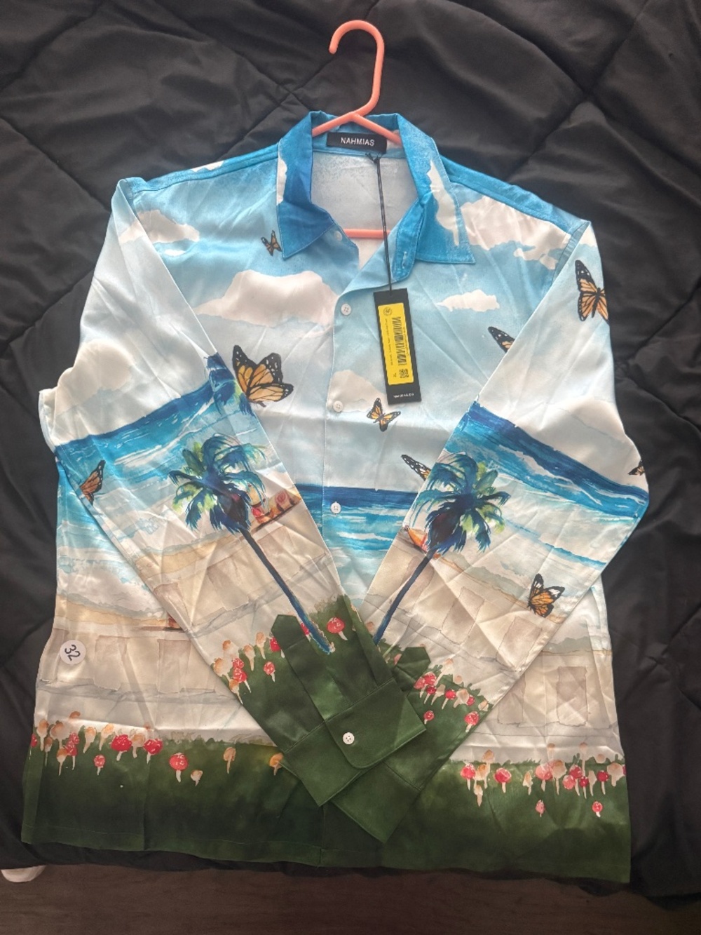 NWT Nahmias Butterfly Beach LS Silk Button Down